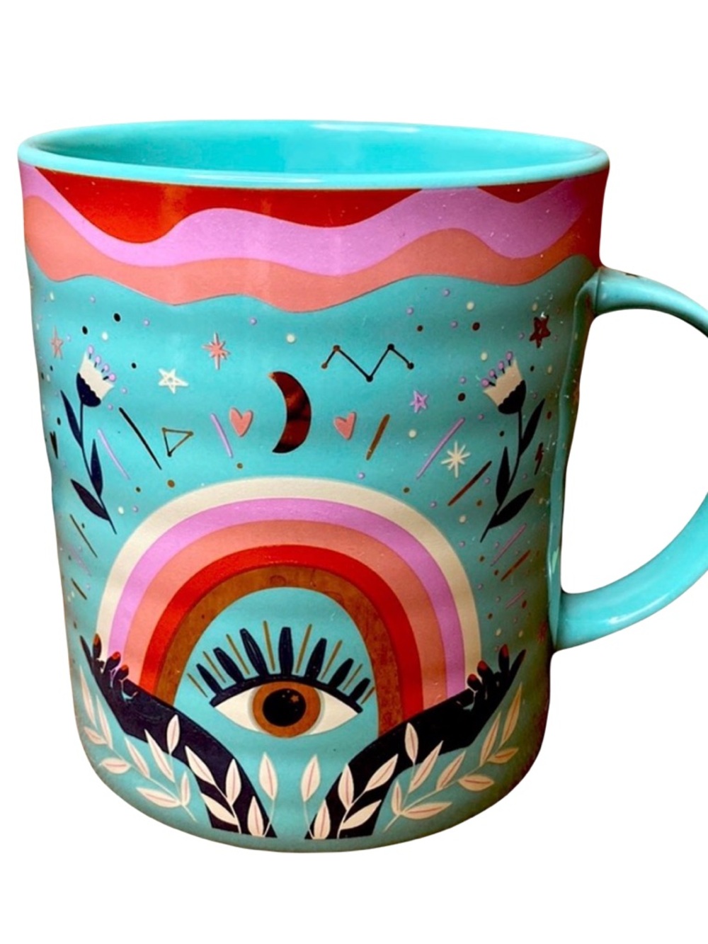Turquoise Rainbow Eye Ceramic Mug